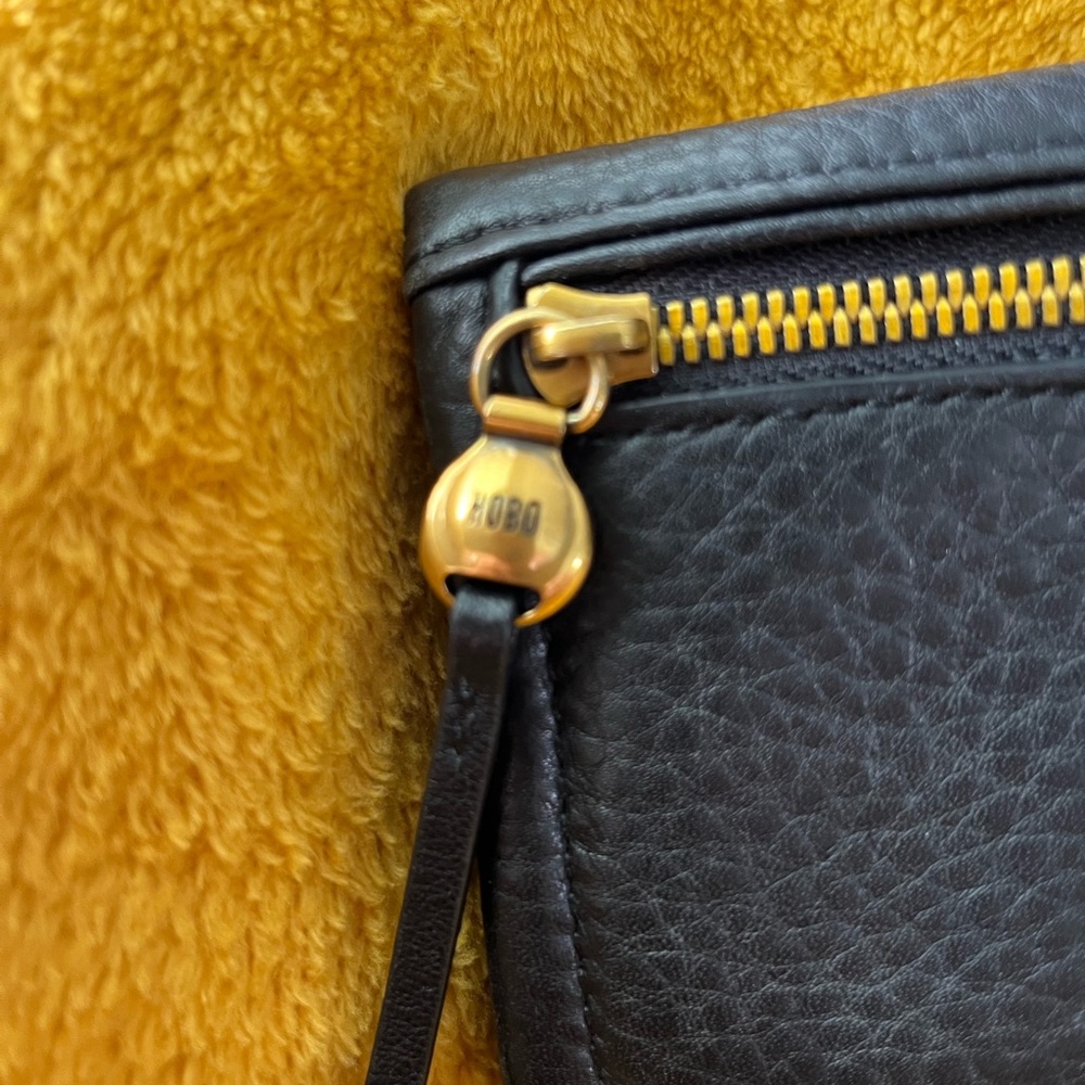 HOBO Black Leather Pouch with Gold Zipper - Picture 3 of 6